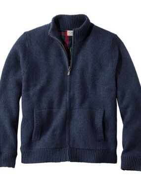 L.L. Bean Men’s Full-Zip Navy Heather Knit Jacket
